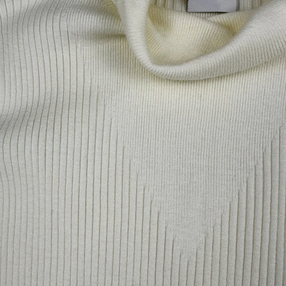 Varley Womens Ravena Rib Knit Turtleneck Top Sweater Cream Taupe Trim L Orig 128